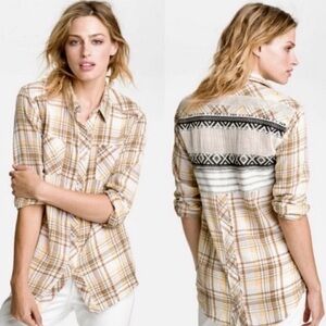 Free People we the free park ranger plaid patchwork Top size S